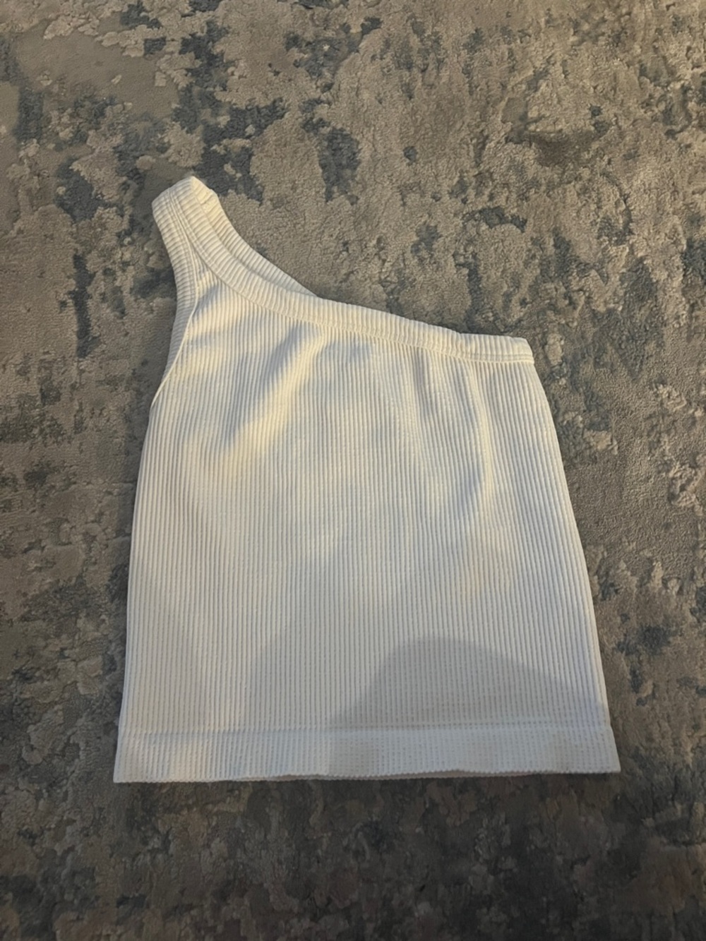 Nikibiki One-Shoulder Ribbed White Tank Top